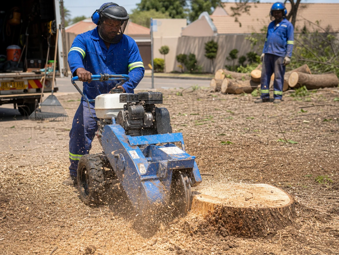 Stump grinding with professional equipment